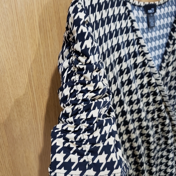 Rue 21 Short Sleeve Front Wrap Brown black fit flare dress tunic XL - Picture 6 of 15